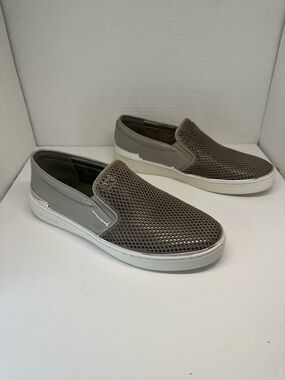MICHAEL Michael Kors Kyle Perforated Suede Slip-On Sneakers Pearl Grey Size 8M